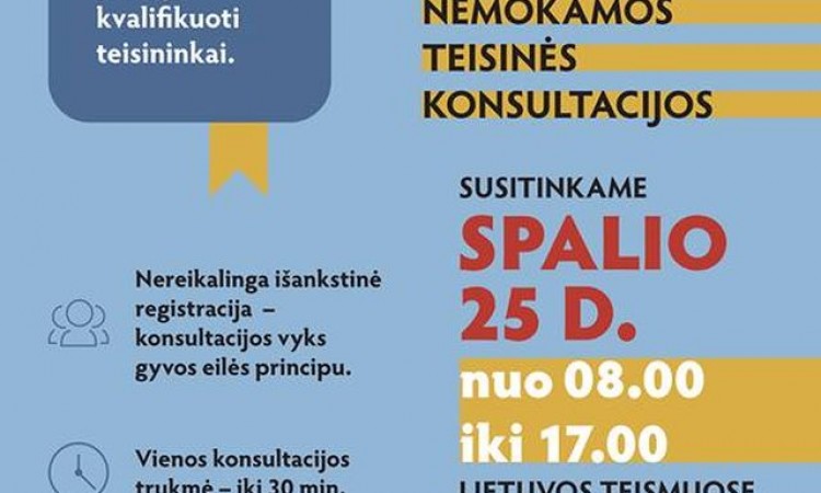 Teismai kviečia į nemokamas teisines konsultacijas